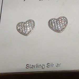 Heart Earrings Pave CZ Heart Earrings Sterling
